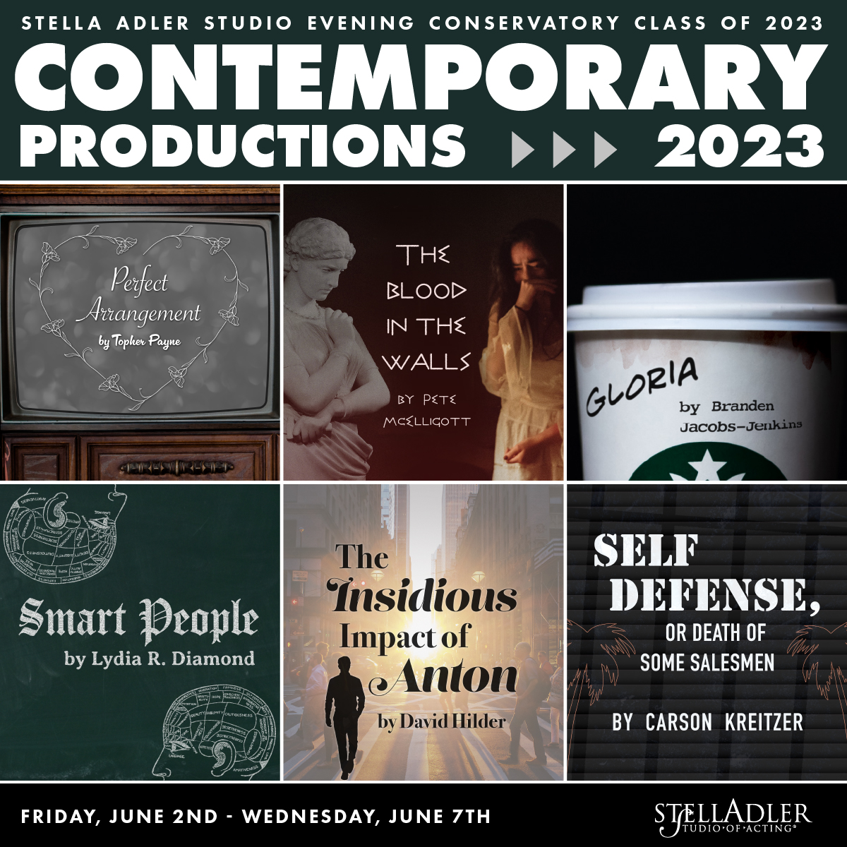 Poster thumbnails for Spring 2023 contemporary productions